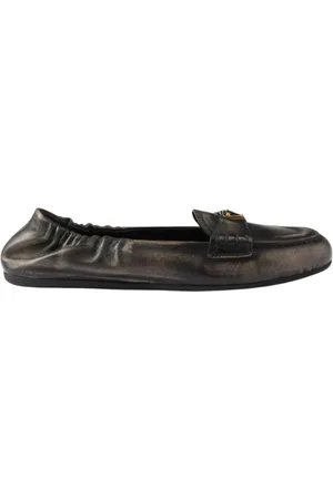 Prada Schoenen, Dames, Zwart, 40 EU, Leer, Zwarte Leren Loafers Elegante Balletflats