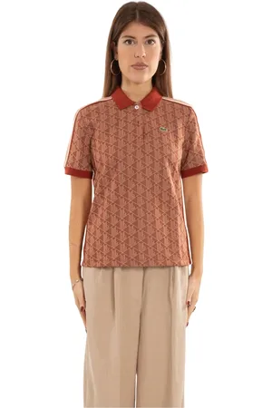 Lacoste Tops, Dames, Bruin, M, GTI Monogram Polo Shirt