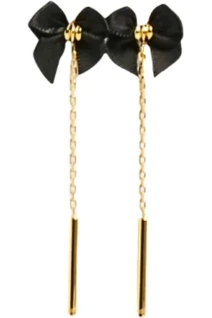 Elisabetta Franchi Accessoires, Dames, Zwart, ONE Size, Zwarte metalen druppeloorbellen