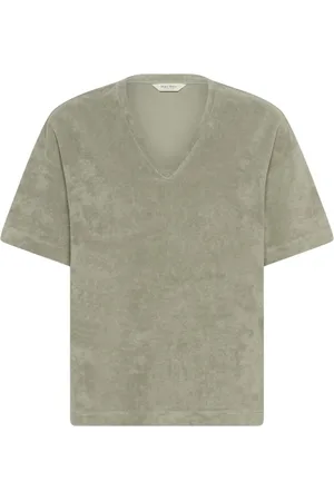 Part Two Tops, Dames, Groen, 2Xl, Vetiver T-shirt met V-hals silhouet