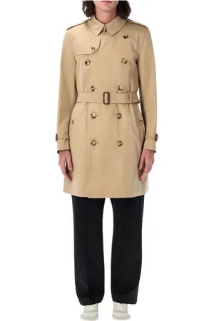 Burberry Mantels, Heren, Geel, M, Tijdloze Honing Trenchcoat