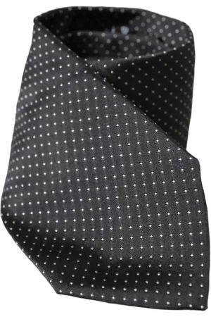 Dolce & Gabbana Accessoires, Heren, Zwart, ONE Size, Stippen Zijden Stropdas - Zwart