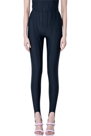 MUGLER Broeken, Dames, Zwart, S, Leggings met paneelconstructie Stijgbeugelstijl