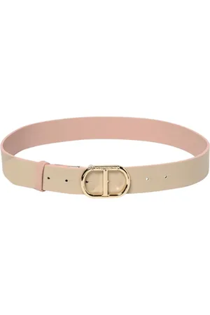 Twin-Set Accessoires, Dames, Roze, M, Leer, Leren Riem met Gouden Gesp