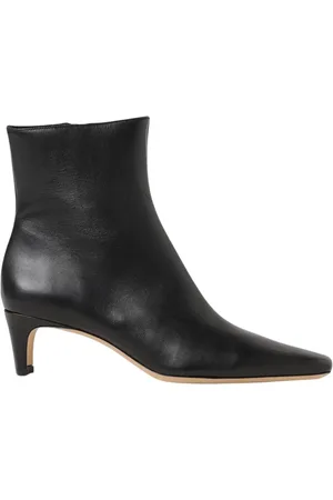 Staud Schoenen, Dames, Zwart, 36 EU, Leer, Leren Kitten Heel Laarzen