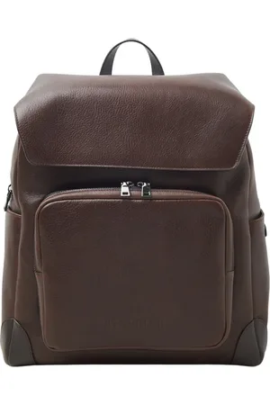 PESERICO SIGN Tassen, unisex, Bruin, ONE Size, Katoen, Echt leren rugzak