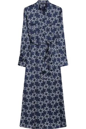 pennyblack Kleedjes, Dames, Blauw, L, Satijn, Lange Satijnen Fantasie Jurk Art. Hardy