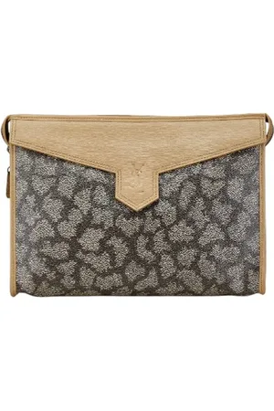 Saint Laurent Pre-owned, Dames, Bruin, ONE Size, Leer, Pre-owned Canvas clutches