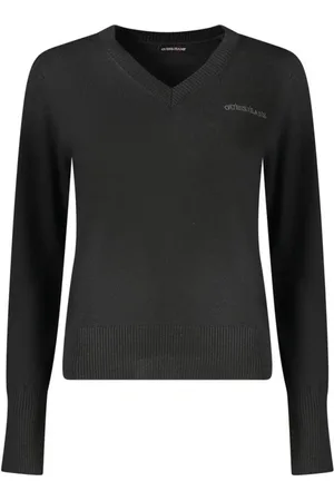 Guess Truien, Dames, Zwart, L, Wol, Zwarte Wol Crewneck Sweater