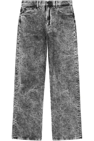 Dondup Jeans, Dames, Grijs, W30, Katoen, Zwarte Wijde Pijp Jeans Model Dp 777
