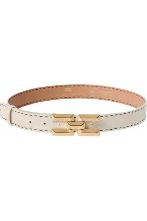 Elisabetta Franchi Accessoires, Dames, Wit, XS, Leer, Boter Gouden Gesp Leren Riem
