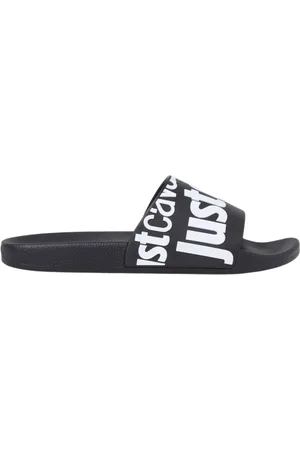 Roberto Cavalli Schoenen, Heren, Zwart, 44 EU, Logo Print Zwarte Sandalen