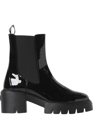 Stuart Weitzman Schoenen, Dames, Zwart, 37 1/2 EU, Zwarte Chelsea Blokhak Enkellaarzen