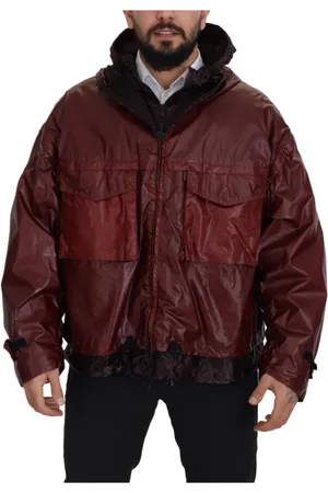 Dolce & Gabbana Jassen, Heren, Rood, L, Katoen, Elegant Bordeaux Full Zip Hooded Jacket