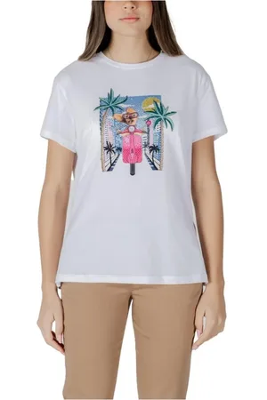 Liu Jo Tops, Dames, Wit, XS, Katoen, Witte Katoenen T-shirt voor Vrouwen