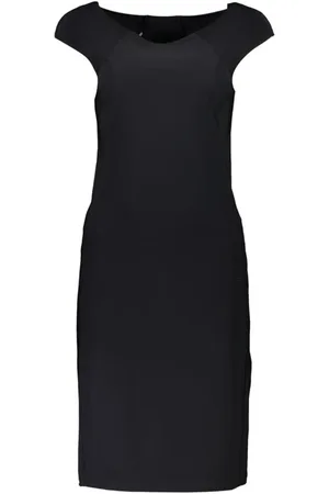 Patrizia Pepe Kleedjes, Dames, Zwart, XS, Klassieke jurk met brede bandjes en boothals