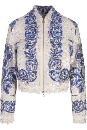 Etro Jassen, Dames, Wit, S, Katoen, Witte Jas met PVC Decoratie