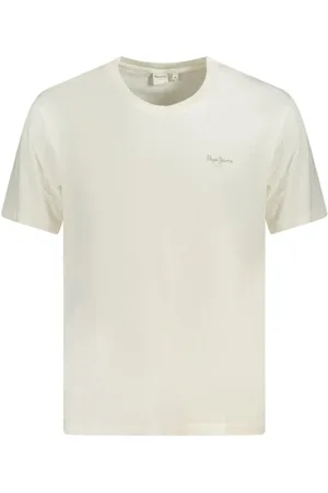 Pepe Jeans Tops, Heren, , M, Katoen, Wit Katoen Logo Print T-Shirt