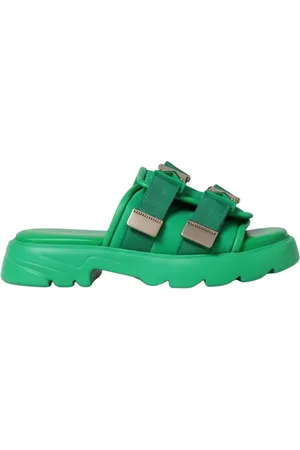 Bottega Veneta Schoenen, Heren, Groen, 40 EU, Groene Tech Slide Sandalen Chunky Zool