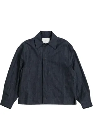 STUDIO NICHOLSON Jassen, Heren, Blauw, S, Denim, Denim Cropped Jack Lichtgewicht Box-Fit