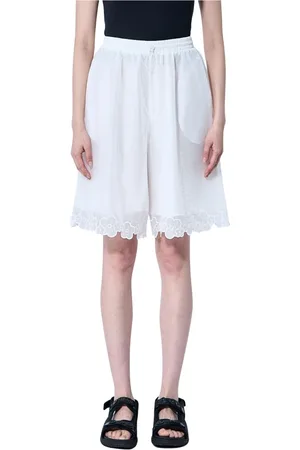 Cecilie Bahnsen Korte broeken, Dames, Wit, S, Kant Trim Ripstop Shorts