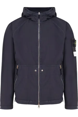 Stone Island Jassen, Heren, Blauw, 2Xl, Blauwe Jas met Rits en Capuchon
