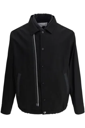 SACAI Jassen, Heren, Zwart, L, Katoen, Klassieke Katoenen Jas met Verstelbare Manchetten