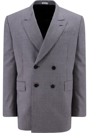 Alexander McQueen Jassen, Heren, Zwart, L, Wol, Wollen Pied de Poule Blazer