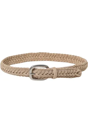 Golden Goose Accessoires, Dames, , 80 CM, Leer, Elegant Gevlochten Leren Riem Vrouw