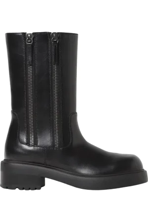 Giuseppe Zanotti Schoenen, Dames, Zwart, 37 EU, Zwarte Leren Enkellaarsjes Dubbele Rits