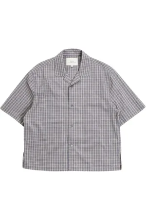 STUDIO NICHOLSON Overhemden, Heren, , M, Katoen, Casual geruite overhemd met camp kraag