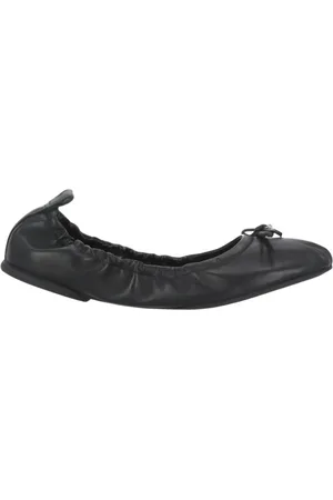 Hogan Schoenen, Dames, Zwart, 39 EU, Leer, Ballerina Flats met strikdetail