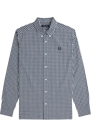 Fred Perry Overhemden, Heren, Zwart, M, Katoen, Gingham Overhemd