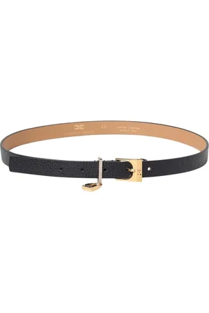 Elisabetta Franchi Accessoires, Dames, Zwart, L, Zwart Leren Riem Hangslot Bedel