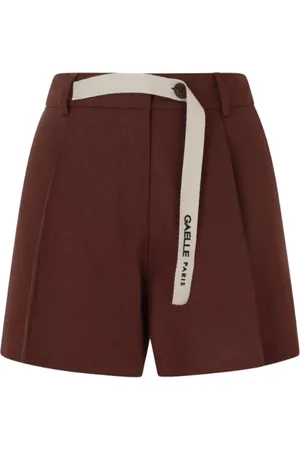 GAËLLE Korte broeken, Dames, Rood, XS, Linnen, Bruine Linnen Shorts Elegant Veelzijdig Ontwerp