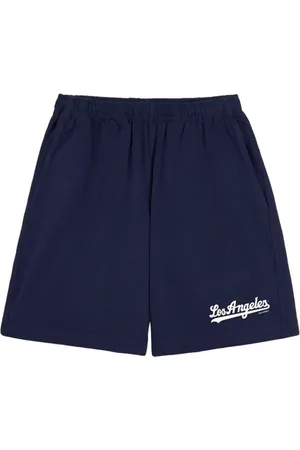 Sporty & Rich Korte broeken, Dames, Blauw, L, Navy Sporty Logo Print Shorts