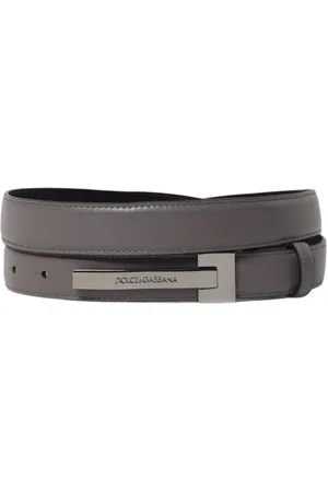 Dolce & Gabbana Accessoires, Dames, Grijs, 100 CM, Grijze leren riem met gespsdetails