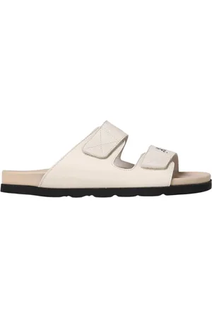 Palm Angels Schoenen, Heren, Wit, 40 EU, Leer, Witte Leren Slippers