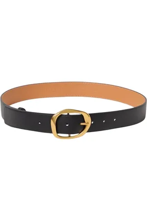 Twin-Set Accessoires, Dames, Zwart, S, Leer, Zwarte leren riem met gouden gesp