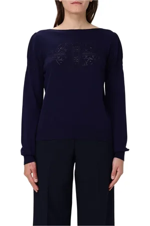 Twin-Set Truien, Dames, Blauw, S, Boot Hals Sweaters