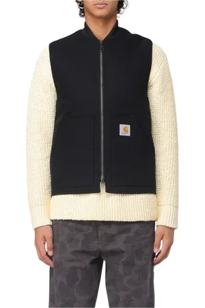 Carhartt Jassen, Heren, Zwart, S, Katoen, Gewatteerde Rits Vest Bruin Stijlvolle Gelaagdheid