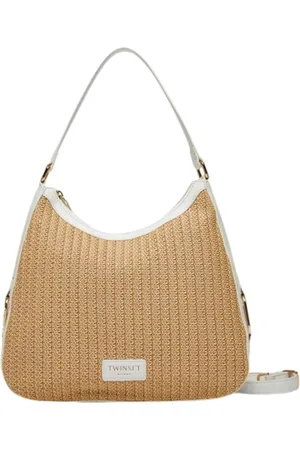 Twin-Set Tassen, Dames, , ONE Size, Gehaakte Hobo Tas met T Gesp