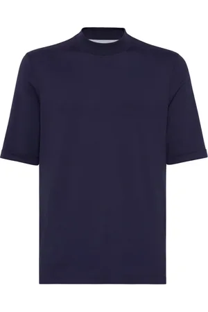 Brunello Cucinelli Tops, Heren, Blauw, 2Xl, Katoen, Navy Cotton Jersey Sweater