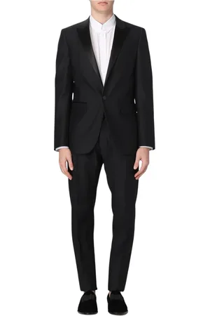 Dsquared2 Pakken, Heren, Zwart, L, Wol, Luxe Zwart Wol Zijden Pak Set