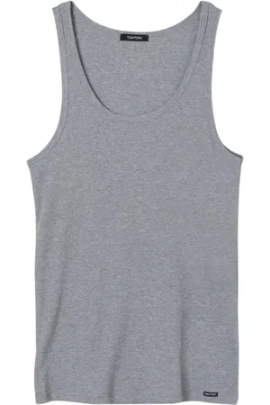 Tom Ford Tops, Heren, Grijs, M, Grijze Geribbelde Tanktop