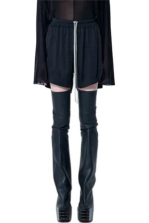 Rick Owens Korte broeken, Dames, Zwart, S, Lichtgewicht Trekkoord Boxershorts