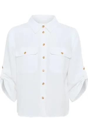 Part Two Blouses & Shirts, Dames, Wit, XS, Linnen, Heldere Witte Blouse met Zakken