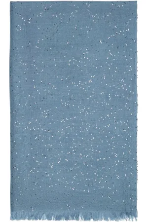 Brunello Cucinelli Accessoires, Dames, Blauw, ONE Size, Avion Sjaal