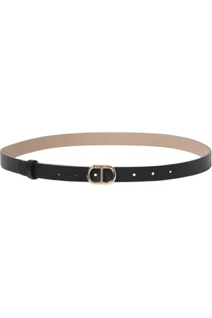 Twin-Set Accessoires, Dames, Zwart, L, Leer, Zwart Ovaal Gesp Leren Riem
