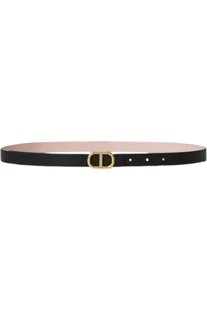 Twin-Set Accessoires, Dames, Zwart, M, Leer, Omkeerbare leren riem met Ovaal T-gesp